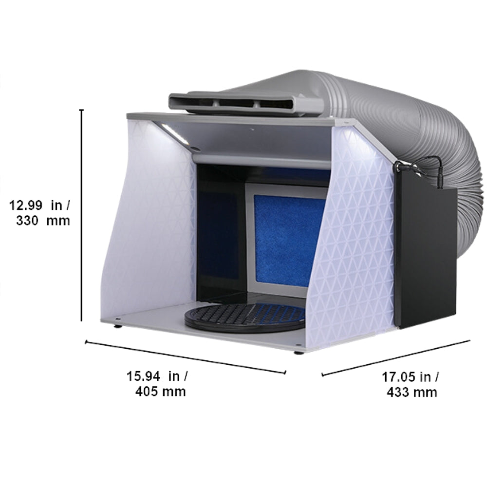 Airbrush Spray Booth Portable Hobby Airbrush Paint Spray Booth Kit with 4 LED Light Powerful Dual Exhaust Fans