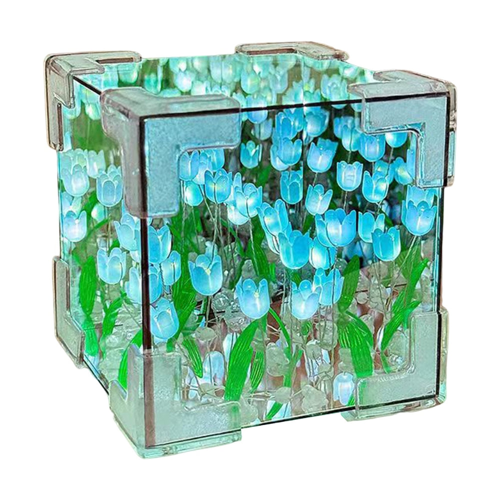 DIY Tulip Night Light Cube Mirror Tulip Lamp Decorative Tulip Mirror Lamp