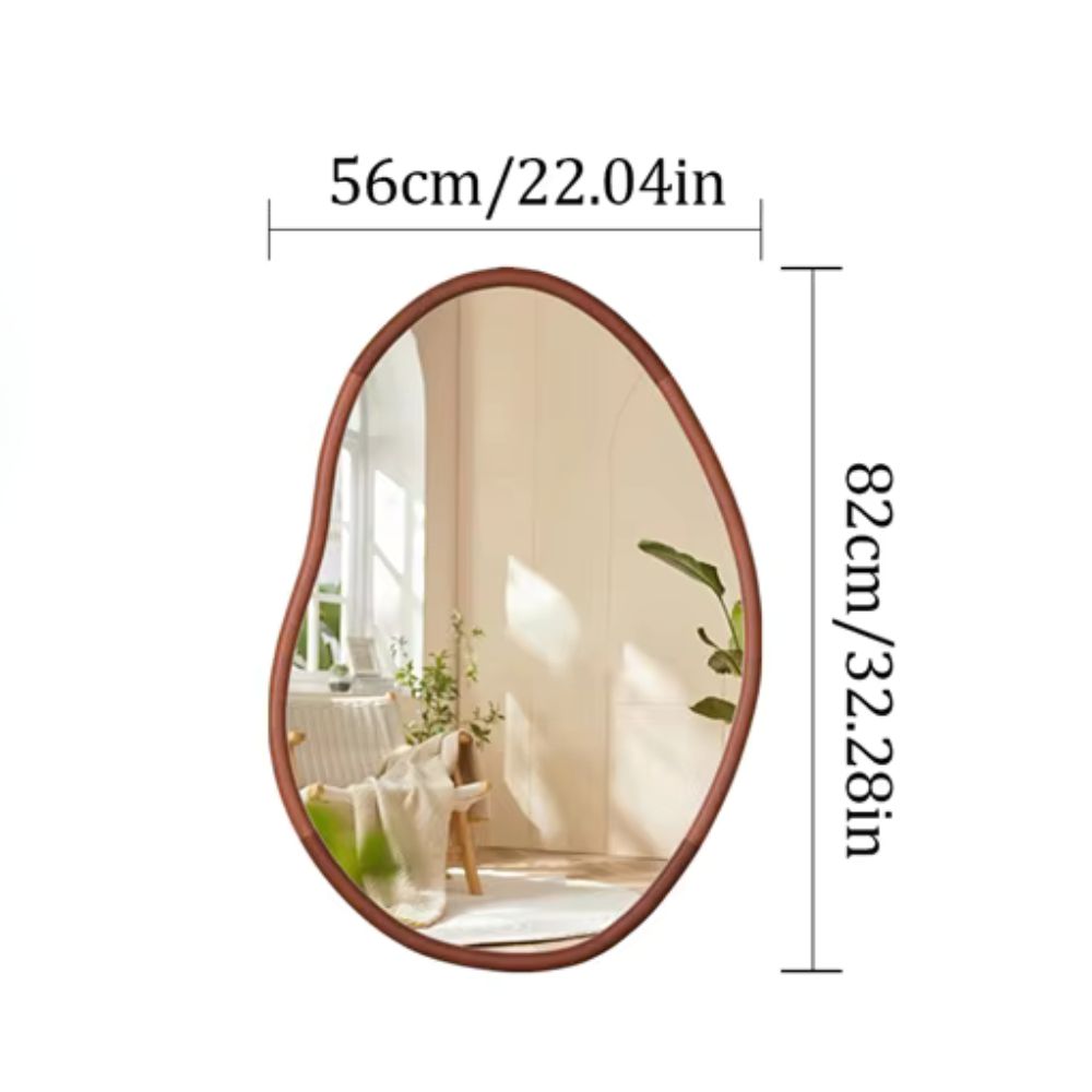 Stunning Asymmetrical Large Wall Mirror with Mid Century Wood Frame