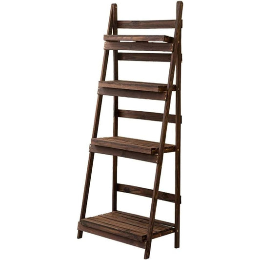 4 Tier Plant Stand Flower Display Stand Folding Wooden Ladder Storage Rack