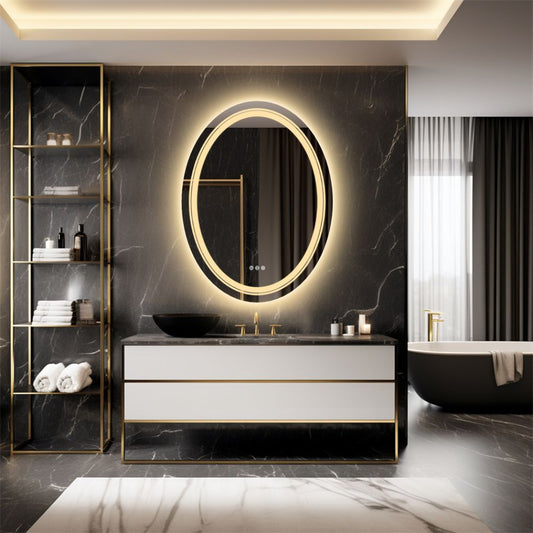 Frameless Oval Illuminated Bathroom Mirror