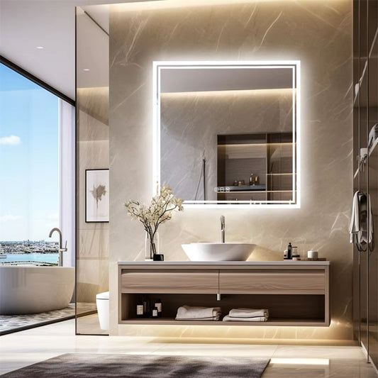 Square LED Wall Mounted Bathroom Mirror