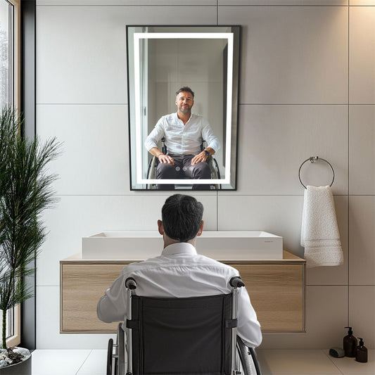 LED Wheelchair Accessible Bathroom Tilt Mirror
