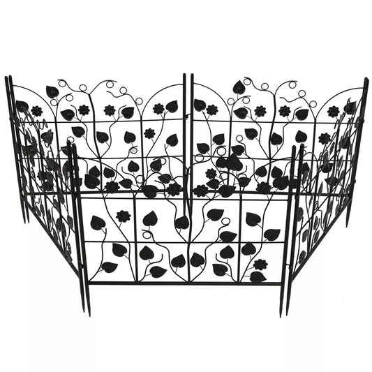 5 Piece Metal Garden Fence Set for Outdoor Garden