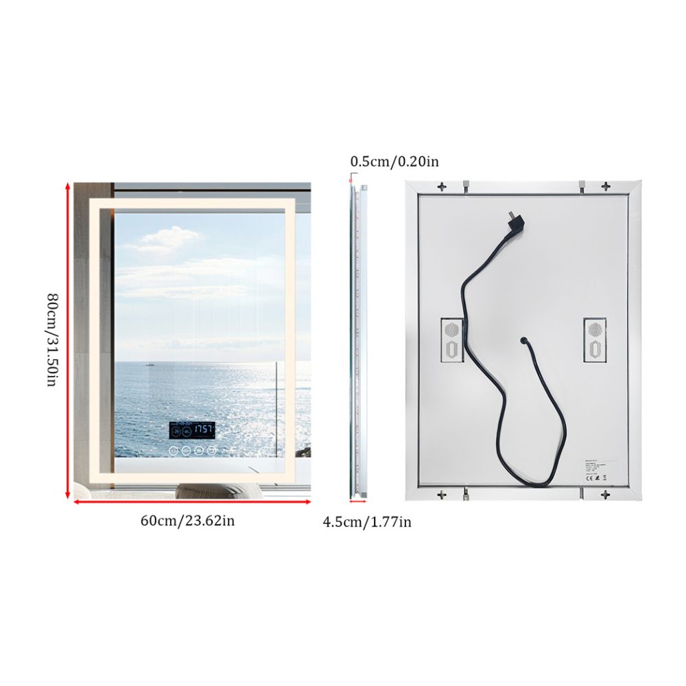 Smart Bluetooth Bathroom Mirror with Time, Temperature Display and Speaker
