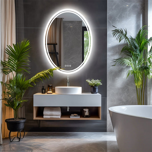 Oval LED Bathroom Mirror with Demister