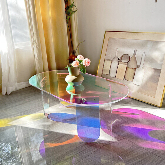 Shatterproof Iridescent Clear Acrylic Coffee Table