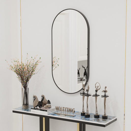 Stunning Oval Black Metal Wall Mirror