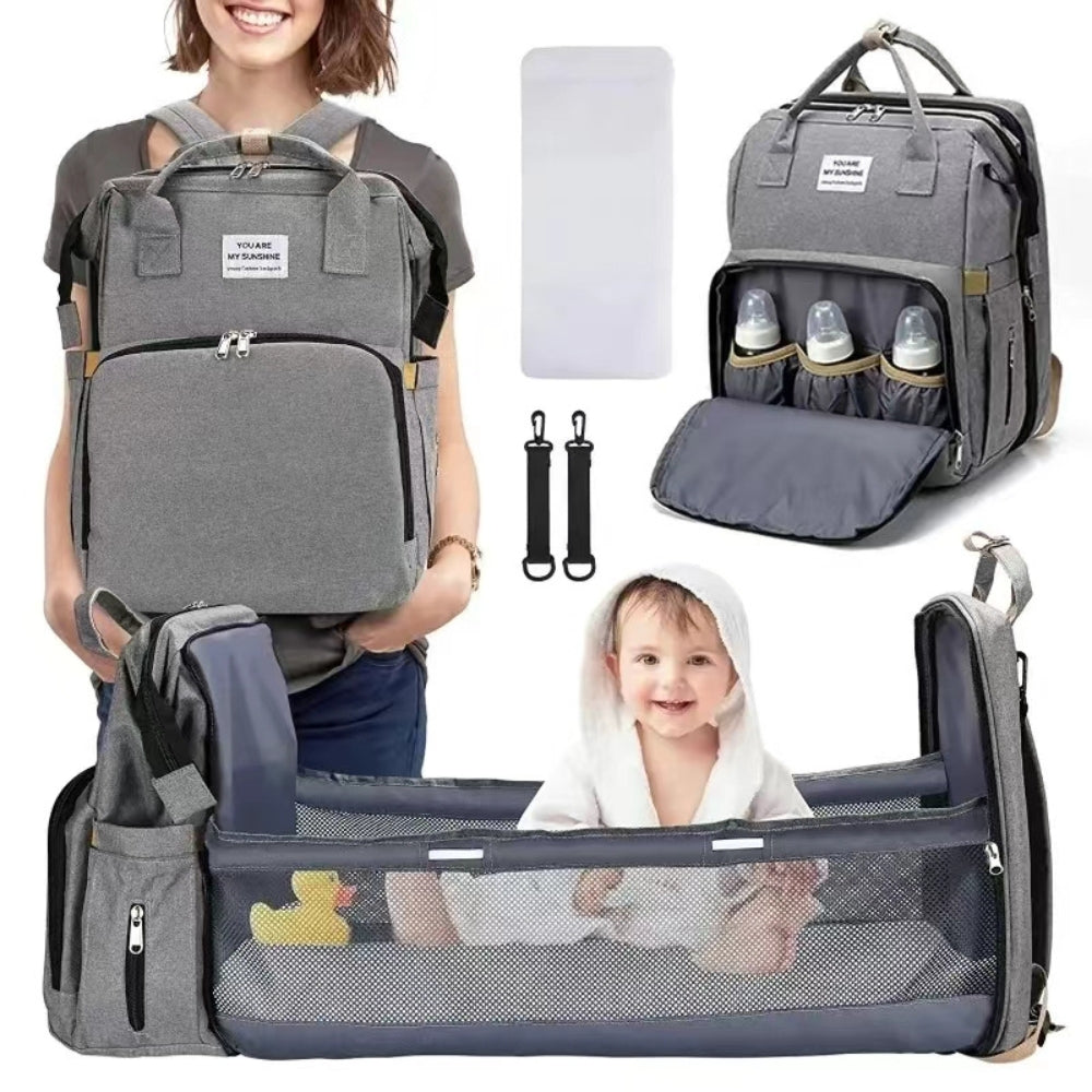 Foldable Diaper Bag with Changing Station Multifunction Portable Travel Back Pack