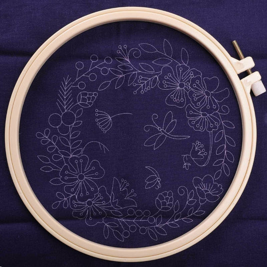 Embroidery Beginners DIY Cross Stitch Kits Pre Printed Floral Pattern With Hoop
