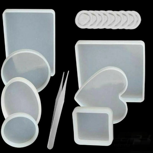 Coaster Cup Mat Mold Round Silicone Mould Kit for Craft DIY Epoxy Resin