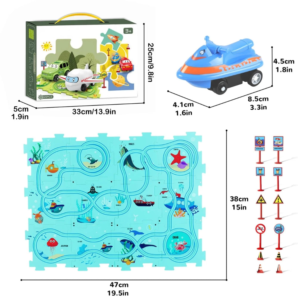 DIY Car Track Puzzle Play Set Preschool Educational Montessori Toy