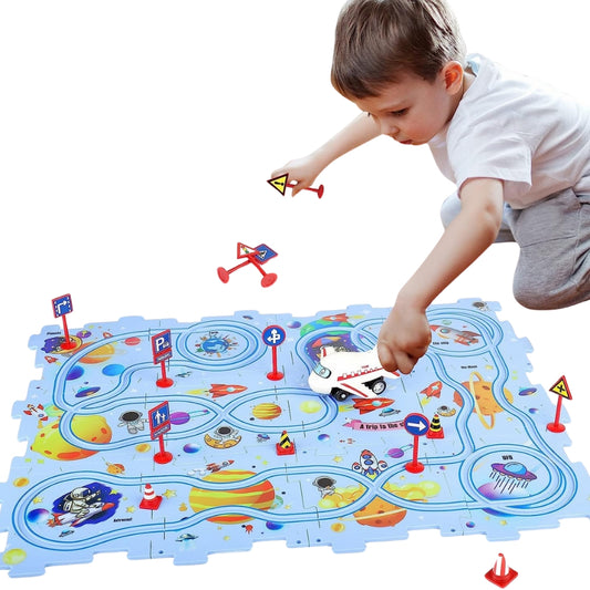 DIY Car Track Puzzle Play Set Preschool Educational Montessori Toy