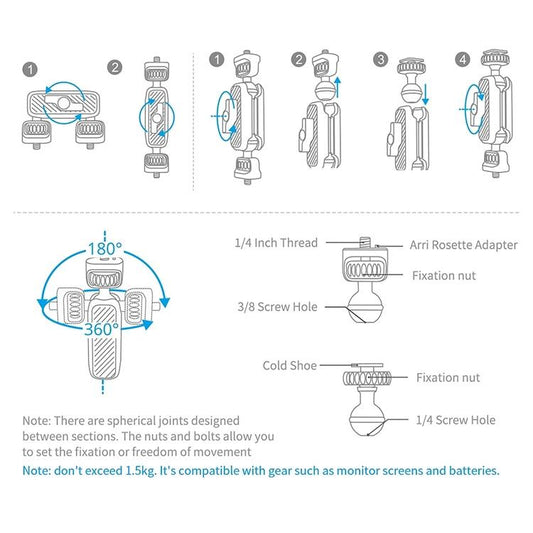 Adjustable Magic Arm Mount For Slr Camera - Grey-1915196550829707266