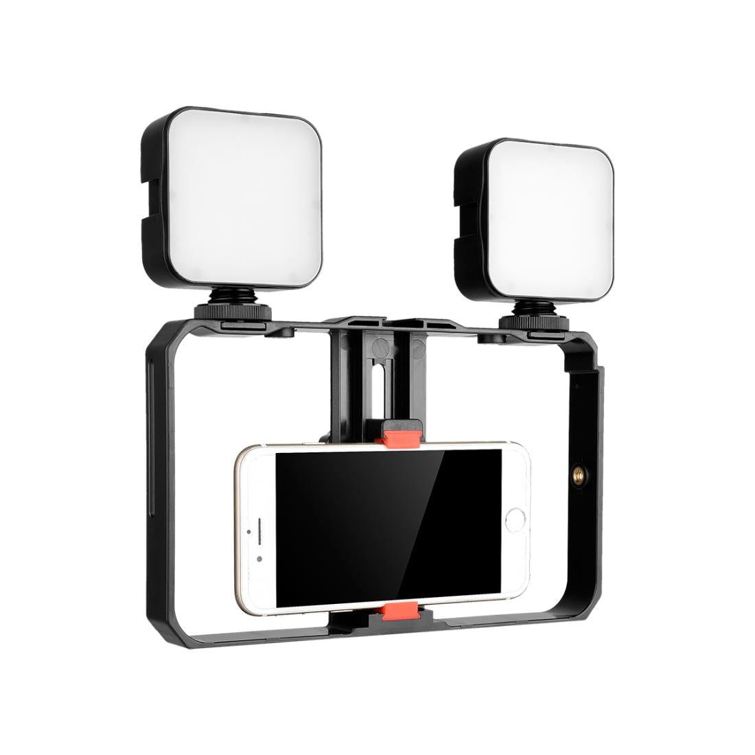 Vlogging Live Broadcast Smartphone Video Rig With Led Selfie Light And Stabilizer Handle-1915197699829927936