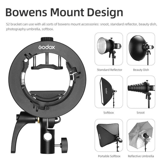 Universal S-Type Flash Bracket For Bowens Mount - Black-1915196786625089538