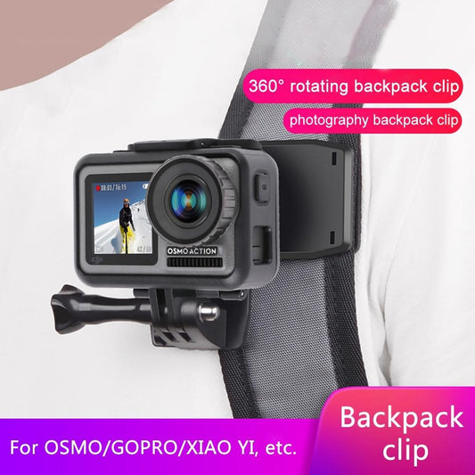 360 Degree Backpack Mount For Gopro Dji And Other Action Cameras - Rotating Clip Clamp-1915197577184284674