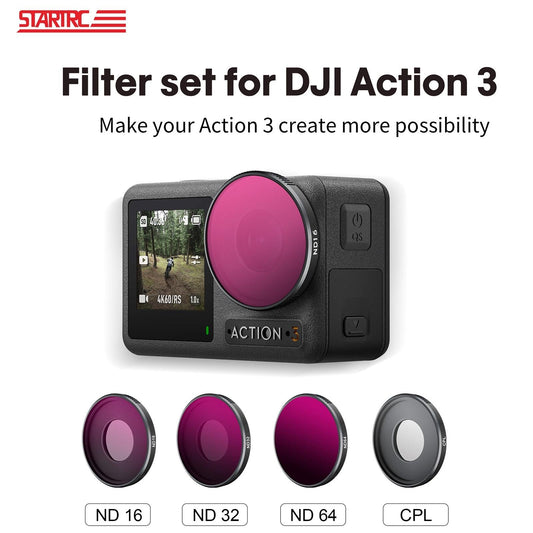 4-In-1 Lens Filter For Dji Action 3 Nd16 Nd32 Nd64 Cpl-1915197720746921986