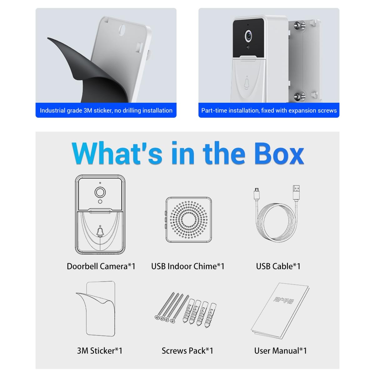 Wireless Doorbell Camera With App & Two-Way Voice & Cloud Storage - Compact-1915196997804101638