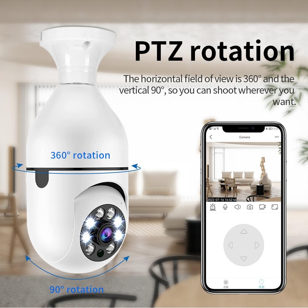 2Mp Hd Wifi Light Bulb Camera With Motion Detection Two-Way Audio Night Vision And Tf Card Support-1915198224445083653