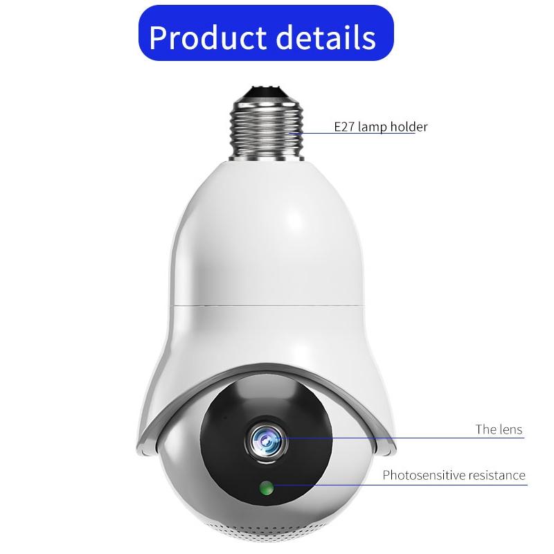 2.0Mp Wifi Light Bulb Camera With Motion Detection And Night Vision - White-1915196970067169281