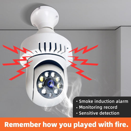 1080P Wifi Camera With Night Vision And Two-Way Voice - Smoke Alarm Bulb-1922443441250373634