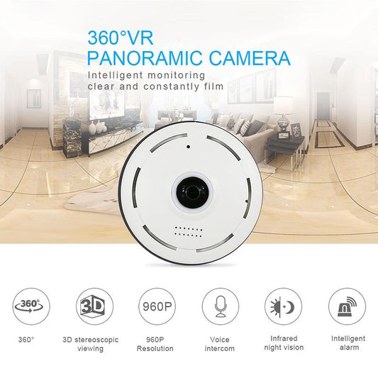 360 Degree Hd Panoramic Camera With Mobile Control And Tf Card Slot - White-1915196625672867842