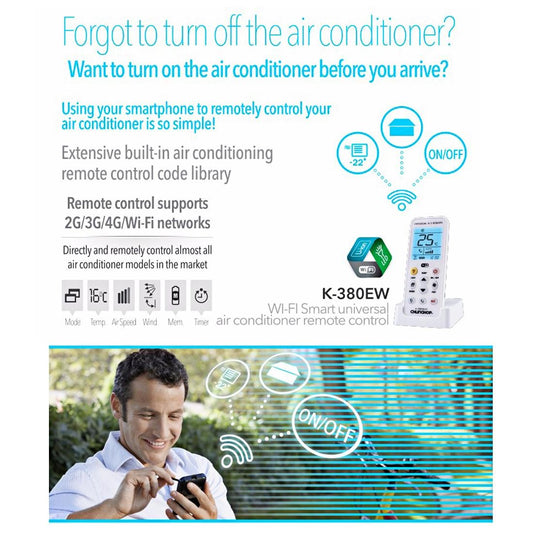 Universal Wifi Smart Ac Remote Control With Holder - Supports 2G / 3G / 4G / Wifi-1915198378308931586