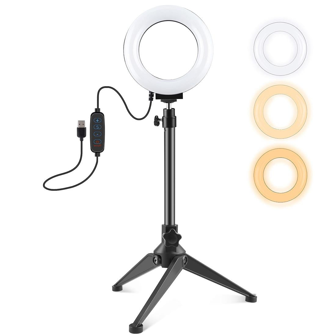 Usb 3 Modes Dimmable Led Ring Light With Tripod Holder And Cold Shoe Ball Head - 4.7 Inch Diameter-1915198024741687296