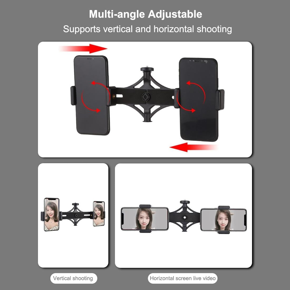Live Broadcast Dual Phone Bracket With 1.1M Tripod & 6.2 Inch Led Ring Light Kit-1915197485282889737