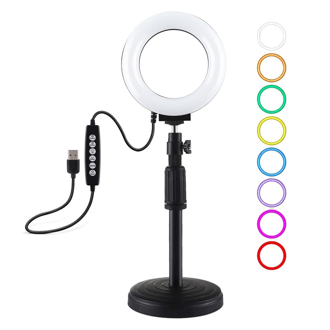 Curved Surface Ring Light With Usb 10 Modes 8 Colour Rgbw Cold Shoe Tripod Black-1915196780950196224