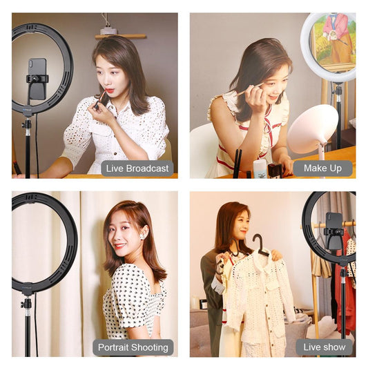 11.8 Led Ring Light With Tripod And Phone Clamp - 3 Modes Dual Colour Temperature Dimmable - Perfect For Vlogging And Live Streaming-1915196740164784130