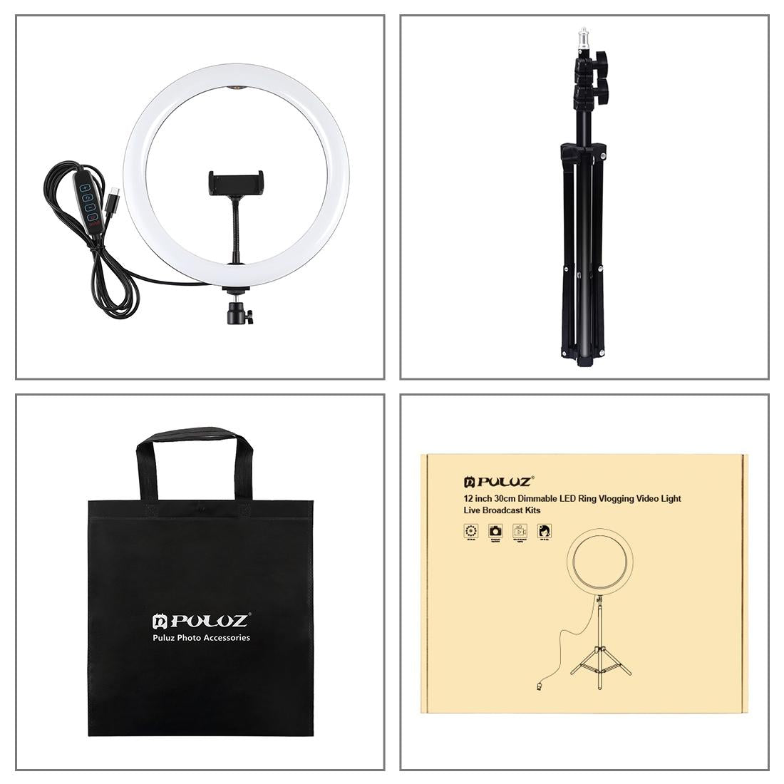 11.8 Led Ring Light With Tripod And Phone Clamp - 3 Modes Dual Colour Temperature Curved Surface - Black-1915196495787855874