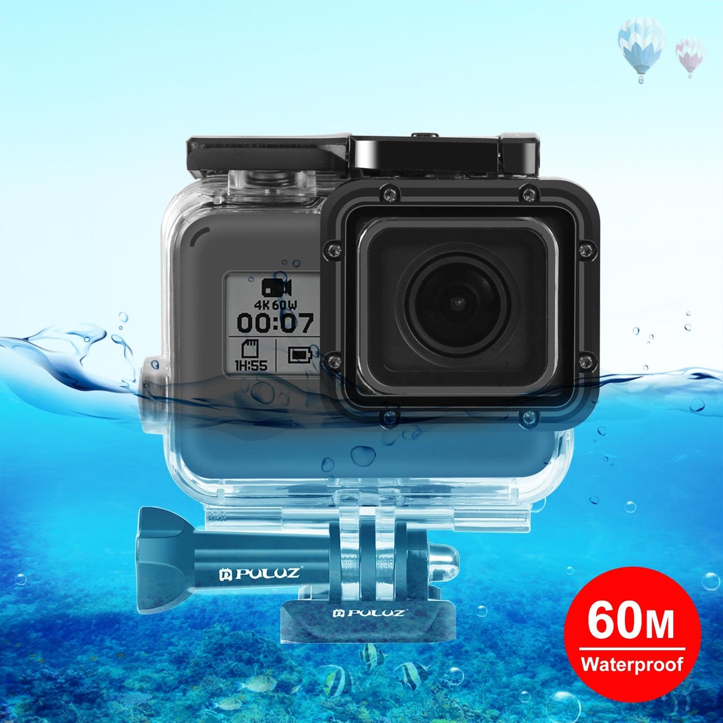 60M Waterproof Housing For Gopro Hero 2018 / 7 / 6 / 5 With Basic Mount-1922443478206386176