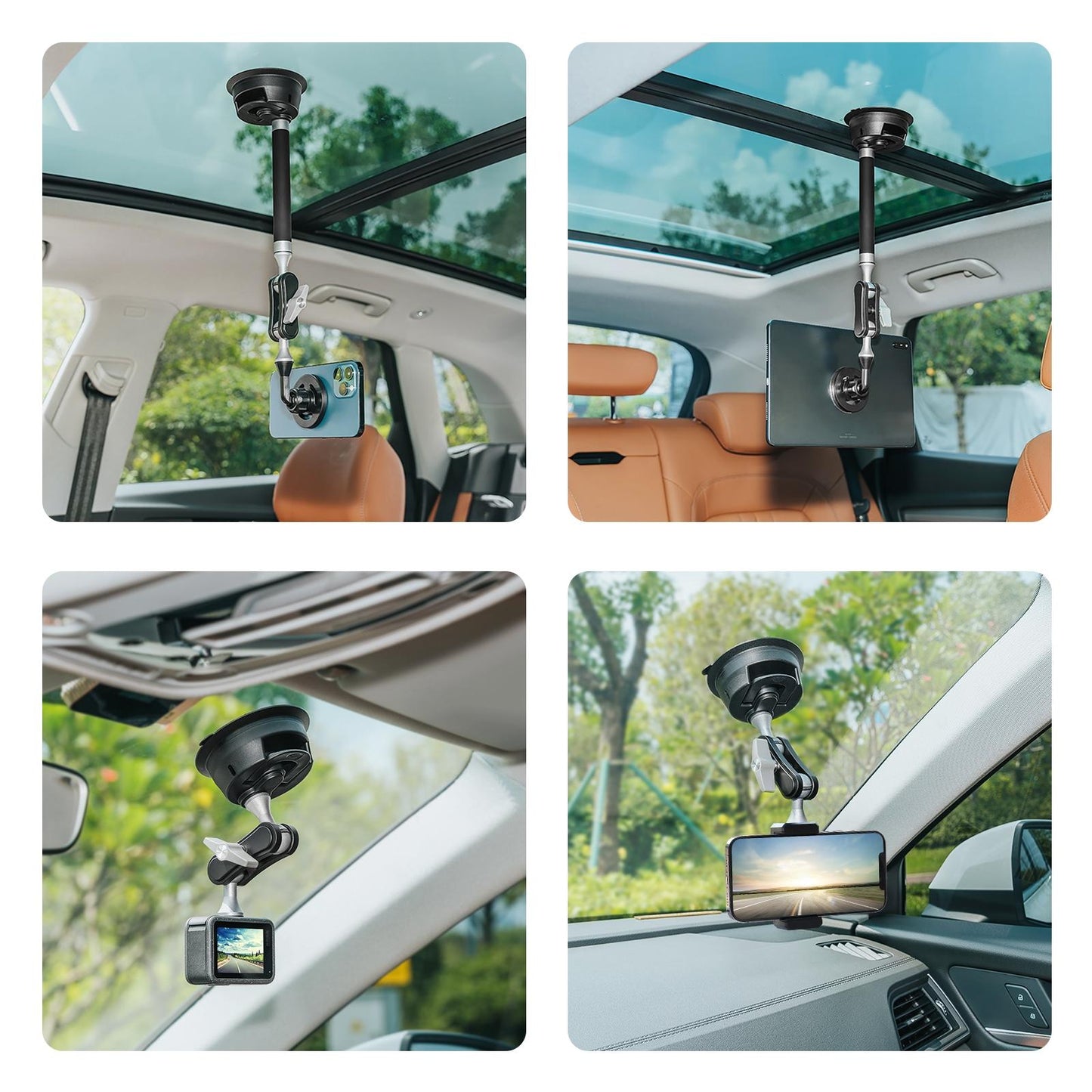 Magnetic Car Mount With Suction Cup Arm And Phone Clamp-1915196742979162119