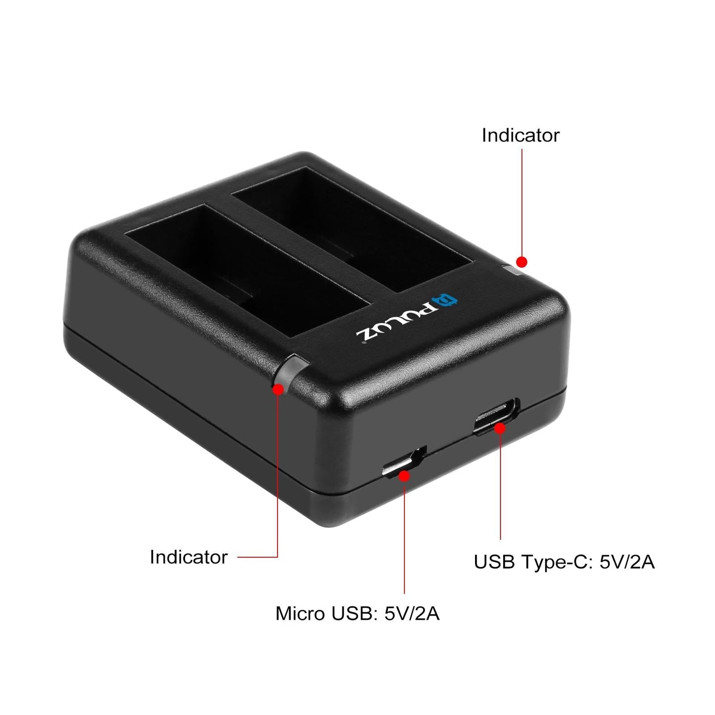 Dual Usb Charger For Gopro Hero 9 / 10 / 11 / 12 - Dual Batteries-1915196500787466243