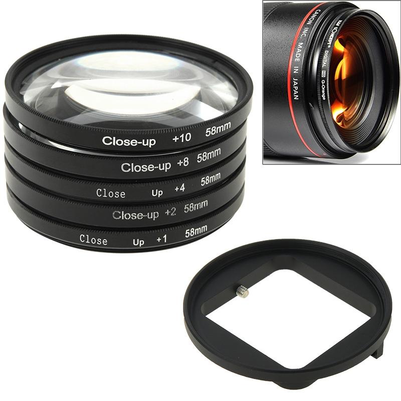 58Mm Close Up Lens Filter Set For Gopro Hero3 - 6-In-1 Macro Adapter Ring-1915196993723043840