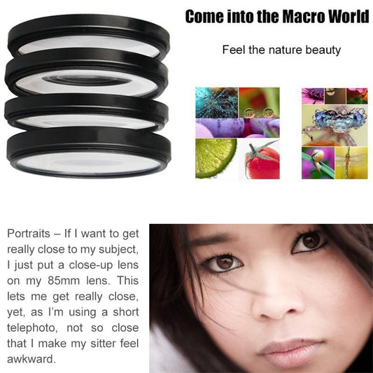 58Mm Close Up Lens Filter Set For Gopro Hero3 - 6-In-1 Macro Adapter Ring-1915196993723043842