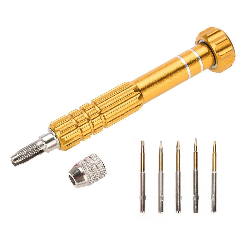 5-In-1 Gold Series Screwdriver Set - T5 T6 1.2 1.5 0.8 Sizes-1915197588437602304