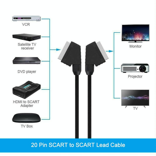 1.5M Scart To Scart Cable For Dvd / Hdtv / Av / Tv - 20 Pin-1922443408924872706