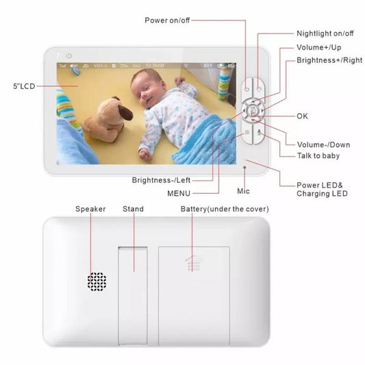 Wireless Baby Monitor With 7 Screen Night Vision & Two-Way Intercom-1915196522581069826