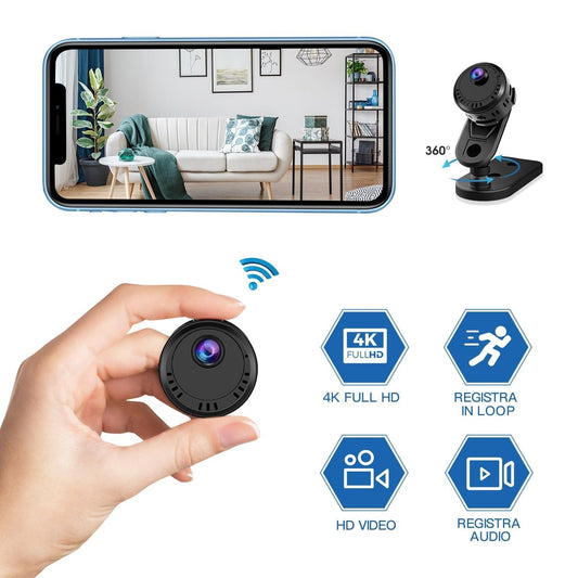 Mini Wifi Camera With 4K Hd Wide Angle Night Vision And Loop Recording 140 Degree-1915197527582445570