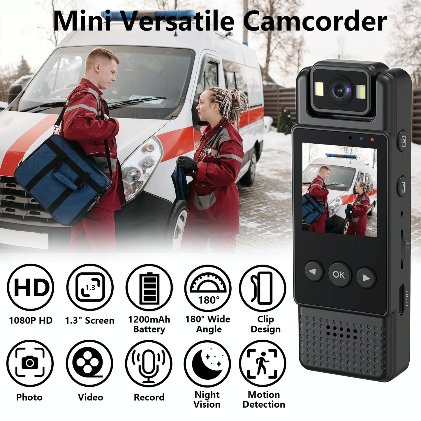 Outdoor Sports Night Vision Camera With 180 Degree Rotation For Video Recording-1922443407213596673