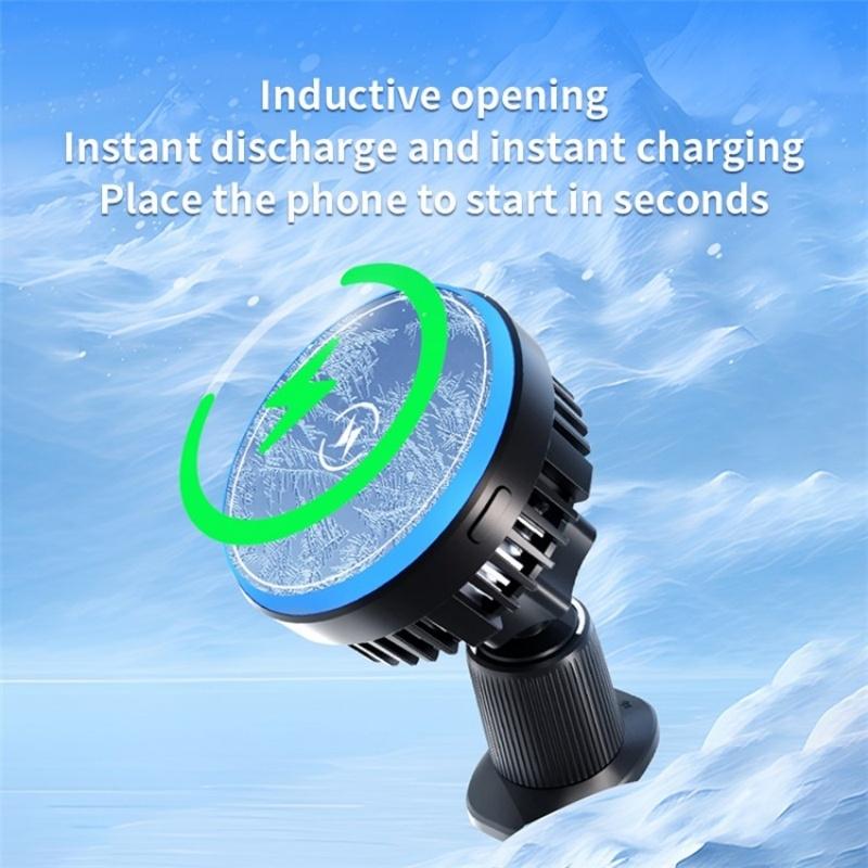 Wireless Magnetic Car Vent Charger With Colourful Light - Phone Charging Stand-1915197595597279236