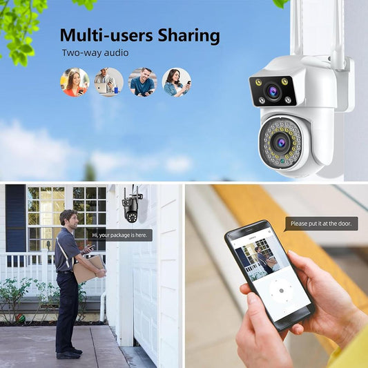 Outdoor Wifi Dual-Lens Camera With Night Vision And Remote Control-1915196517782786050