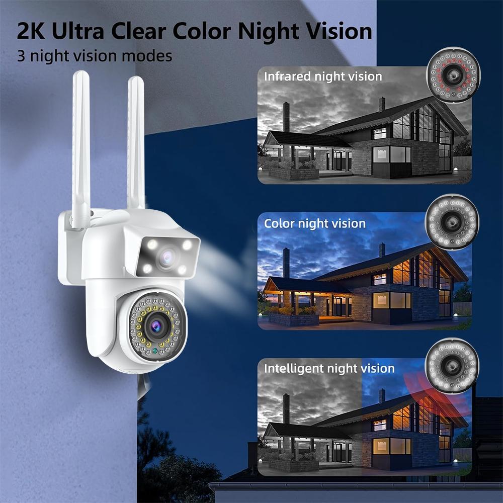 Outdoor Wifi Dual-Lens Camera With Night Vision And Remote Control-1915196517782786054