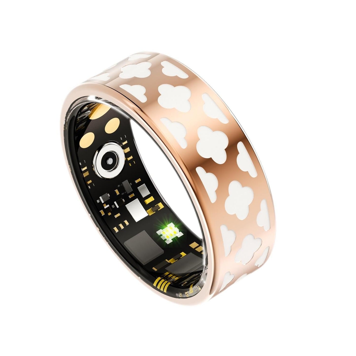 Smart Ring With Heart Rate Blood Oxygen Sleep Monitoring - Multiple Sports Modes - Rose Gold Size 11-1915196969266057217