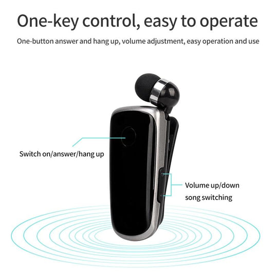 Wireless Bluetooth In-Ear Earphone With Vibrating Alert And Hands-Free Clip - Black-1915198351918370818