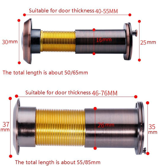 2-Pack Wide-Angle Security Door Viewer - Anti-Tiny Hd Glass Lens - 200 Degree - Red Bronze-1915197986229587970