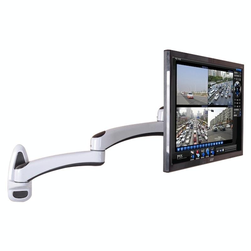 White Dual-Section Telescopic Monitor Stand - Wall-Mounted-1915196926589014016